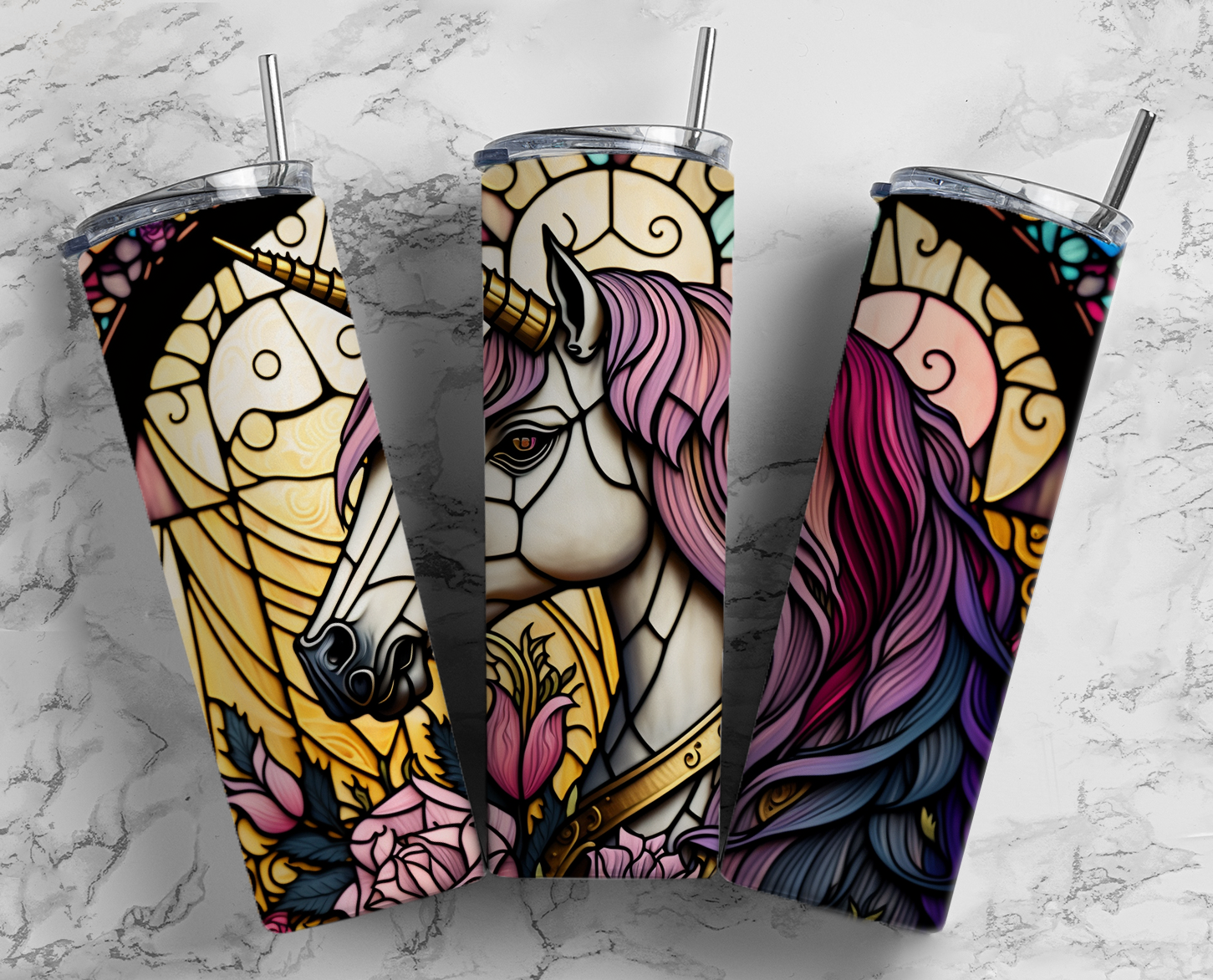 Stained Glass Hippo - 20oz. Skinny Tumbler Sublimation