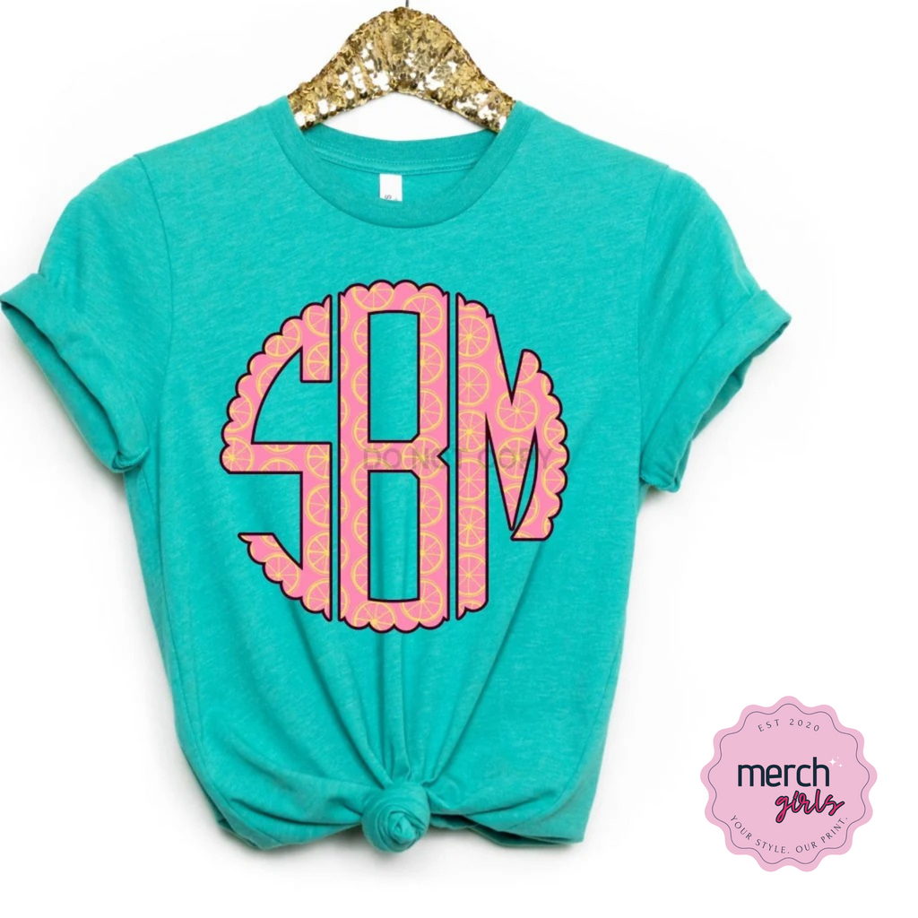 Pink Lemon Slices Monogram Graphic Tee