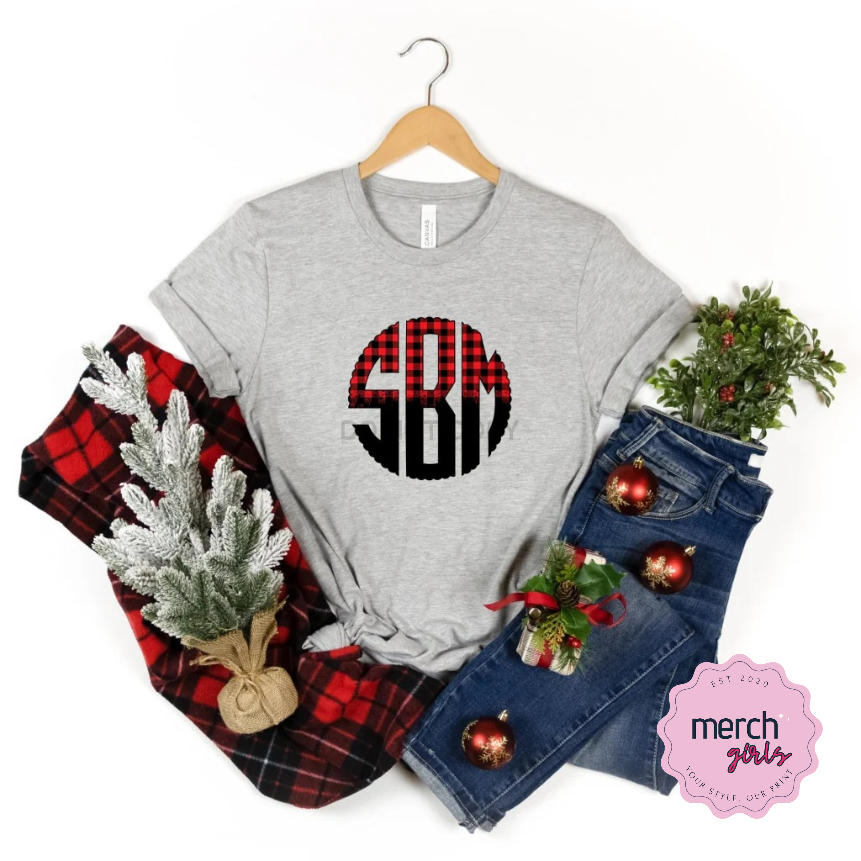 Buffalo Plaid Monogram Graphic Tee