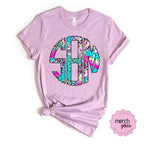 Leopard Brush Monogram Graphic Tee - Merch Girls