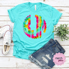 Scalloped Tie Dye Monogram Graphic Tee - Merch Girls