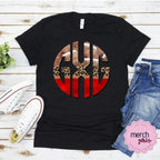 Football Leopard Red Monogram Graphic Tee - Merch Girls