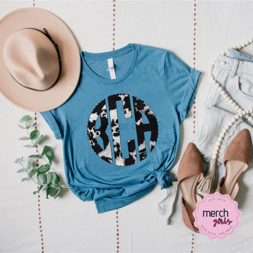 Cow Print Monogram Graphic Tee