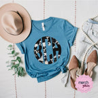 Cow Print Monogram Graphic Tee - Merch Girls