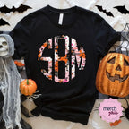 Spooky Halloween Pink brushstroke Monogram Graphic Tee - Merch Girls