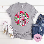 Scalloped Watermelon Monogram Graphic Tee - Merch Girls