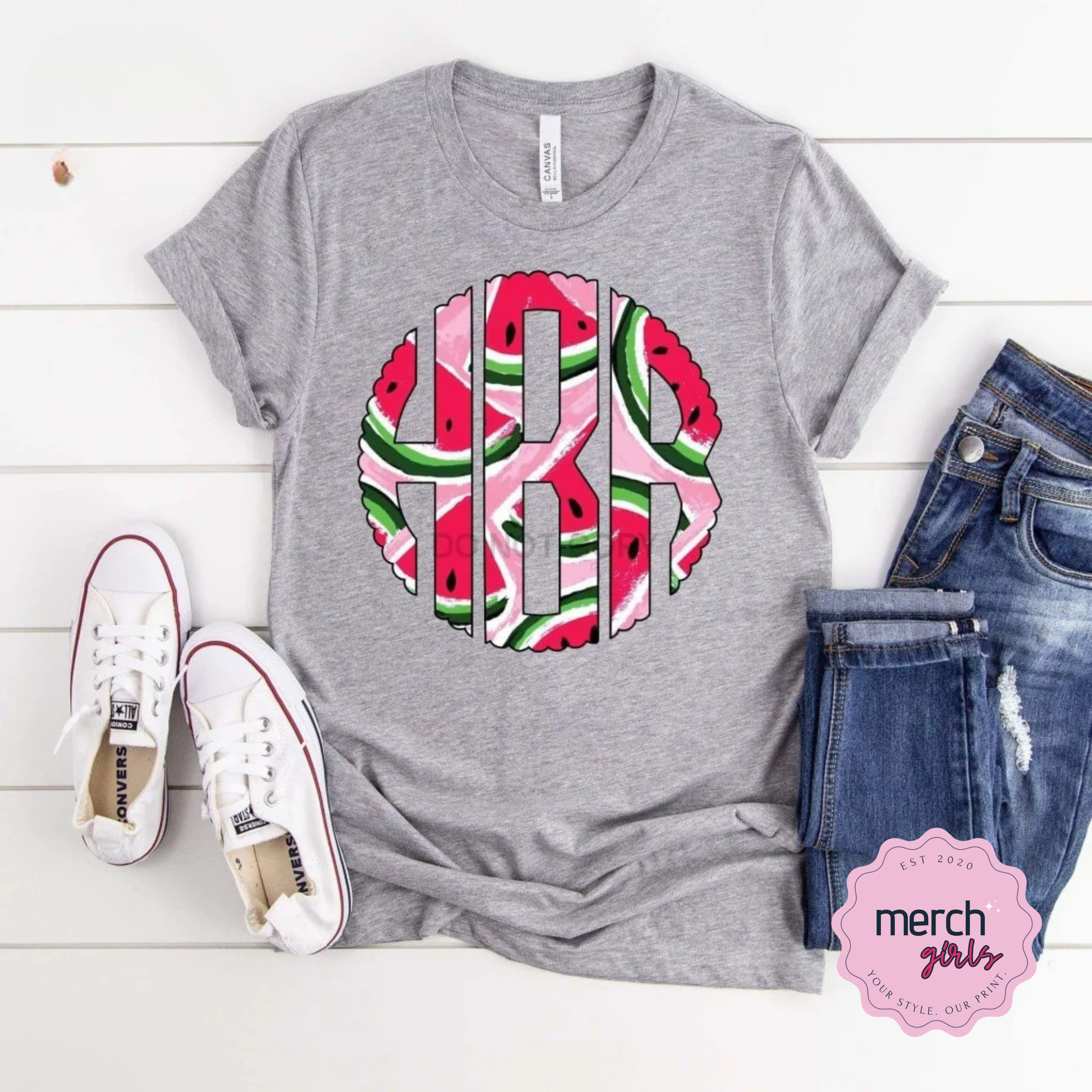 Scalloped Watermelon Monogram Graphic Tee