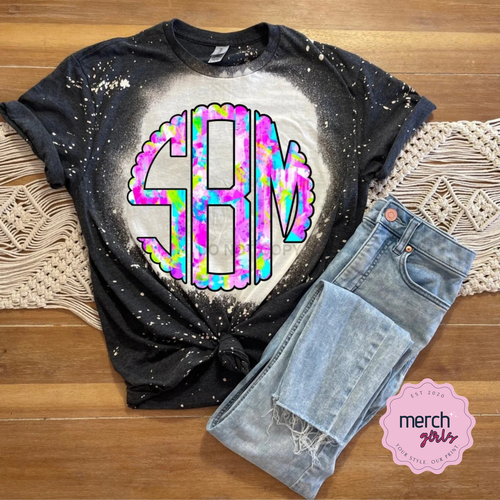 Bright Brush Strokes Monogram Graphic Tee