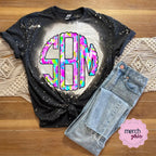 Bright Brush Strokes Monogram Graphic Tee - Merch Girls