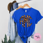 Football Leopard Monogram Graphic Tee - Merch Girls