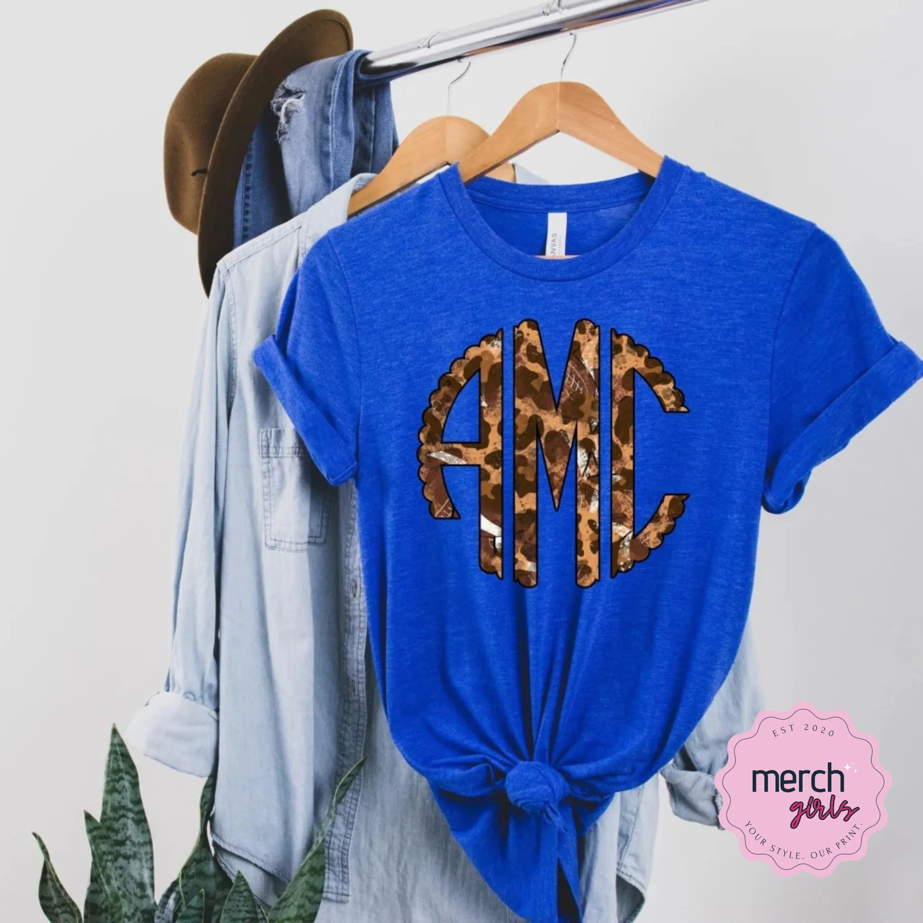Football Leopard Monogram Graphic Tee - Merch Girls