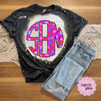 Leopard Stripe Monogram Graphic Tee - Merch Girls