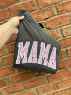 Mama Pink Gingham Embroidered Comfort Color Tee - Merch Girls