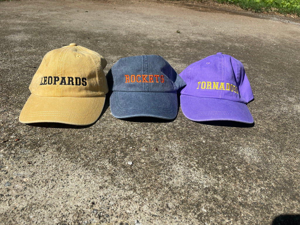 Embroidered Varsity Style Pigment-Dyed Twill Hat | Quick Ship - Merch Girls