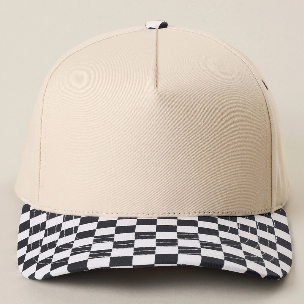 Custom Embroidered Checkered Bill Baseball Hat | Personalized Text Snapback Hat