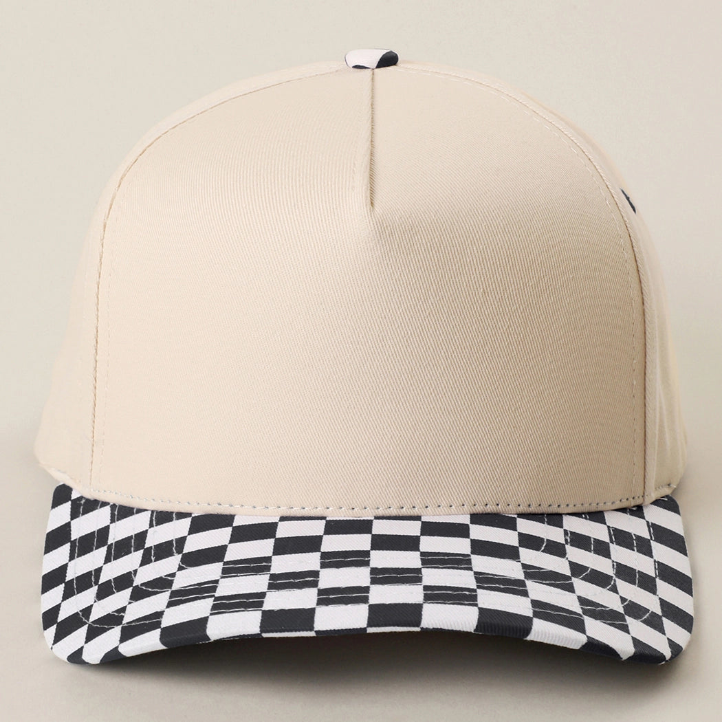 Custom Embroidered Checkered Bill Baseball Hat | Personalized Text Snapback Hat