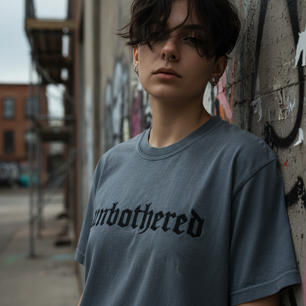 Unbothered Gothic Shirt | Embroidered Alternative Comfort Colors Tee | QUICK SHIP