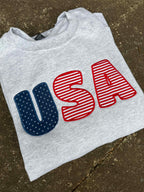USA Stars & Stripes Bubble Applique Embroidered Shirt | Choose Style, Color & Thread
