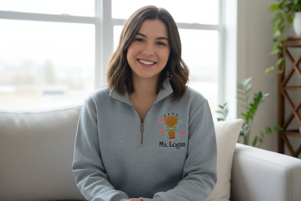 Pencil Bouquet with Custom Name Embroidered Shirt | Teacher Gift