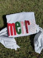 Peppermint Patchwork | Merry or Jolly Appliqué Embroidered Christmas Sweatshirt