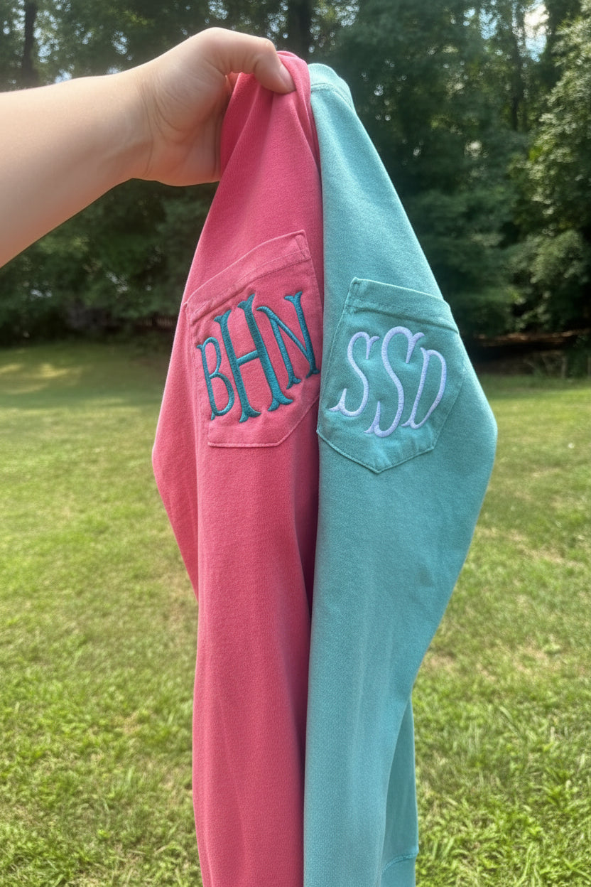 Monogram Embroidered Pocket Tee