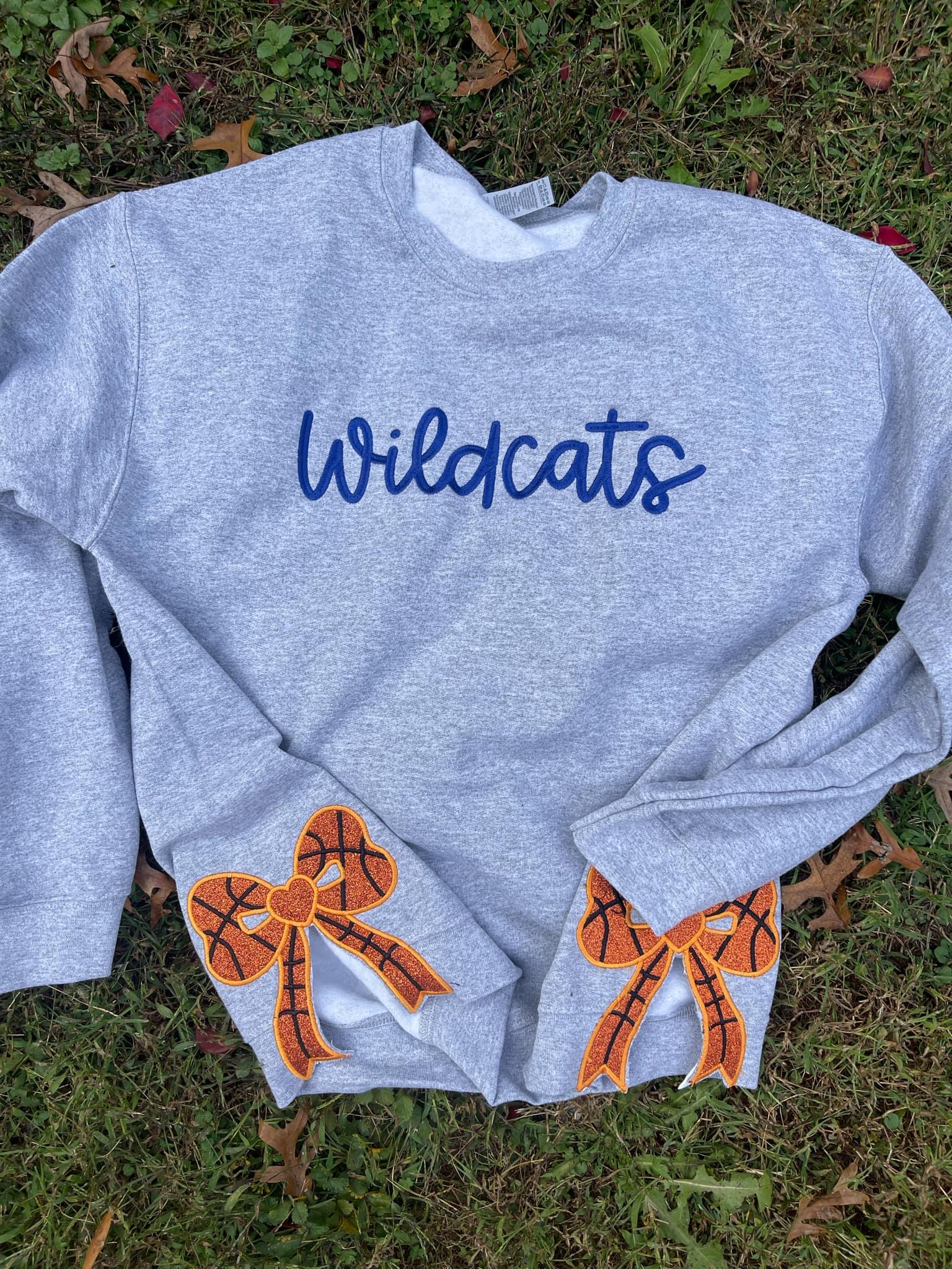Basketball Side Bow Glitter Applique Embroidered Sweatshirt with Optional Front Embroidery - Merch Girls