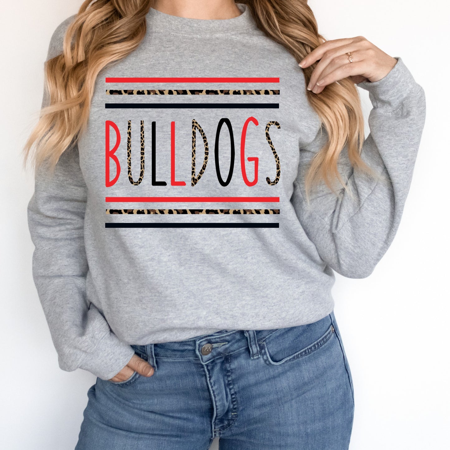 Bulldogs Black/Red/Leopard Graphic Tee