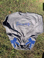 Side Bow Glitter Applique Embroidered Sweatshirt with Optional Script Mascot/Word on Front - Merch Girls