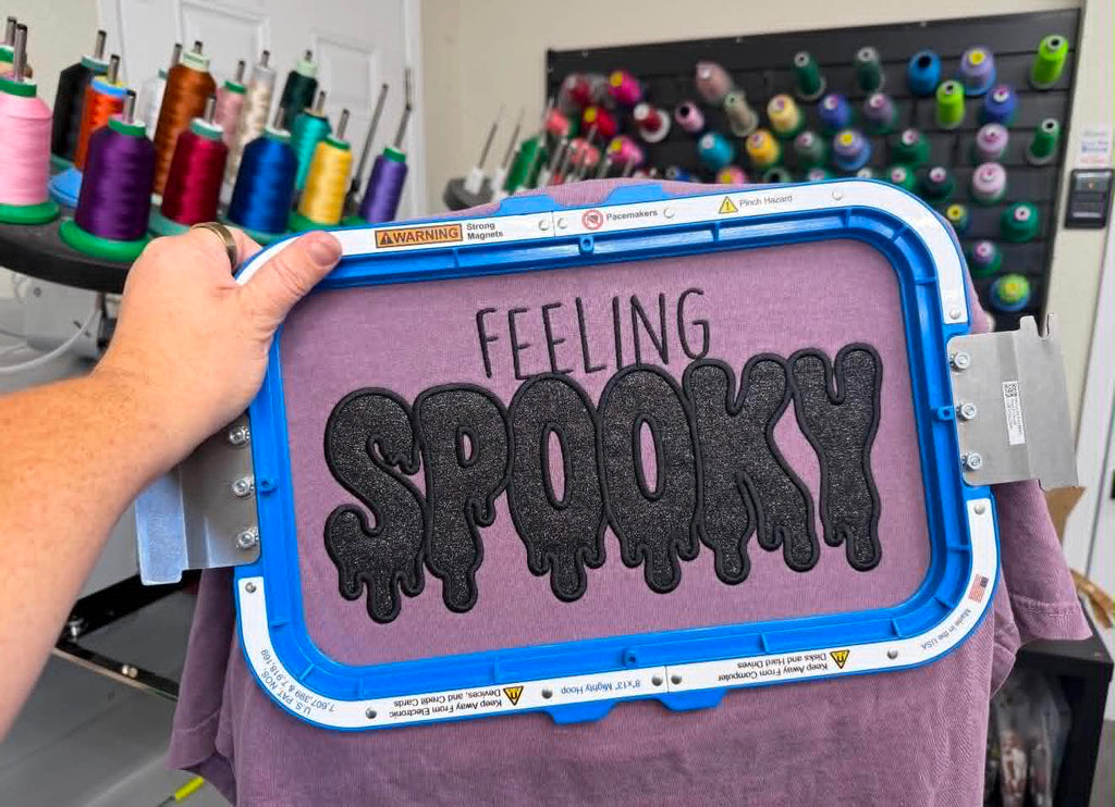 Dripping with Fright Embroidered Halloween Shirt | Glitter HTV Appliqué Tee