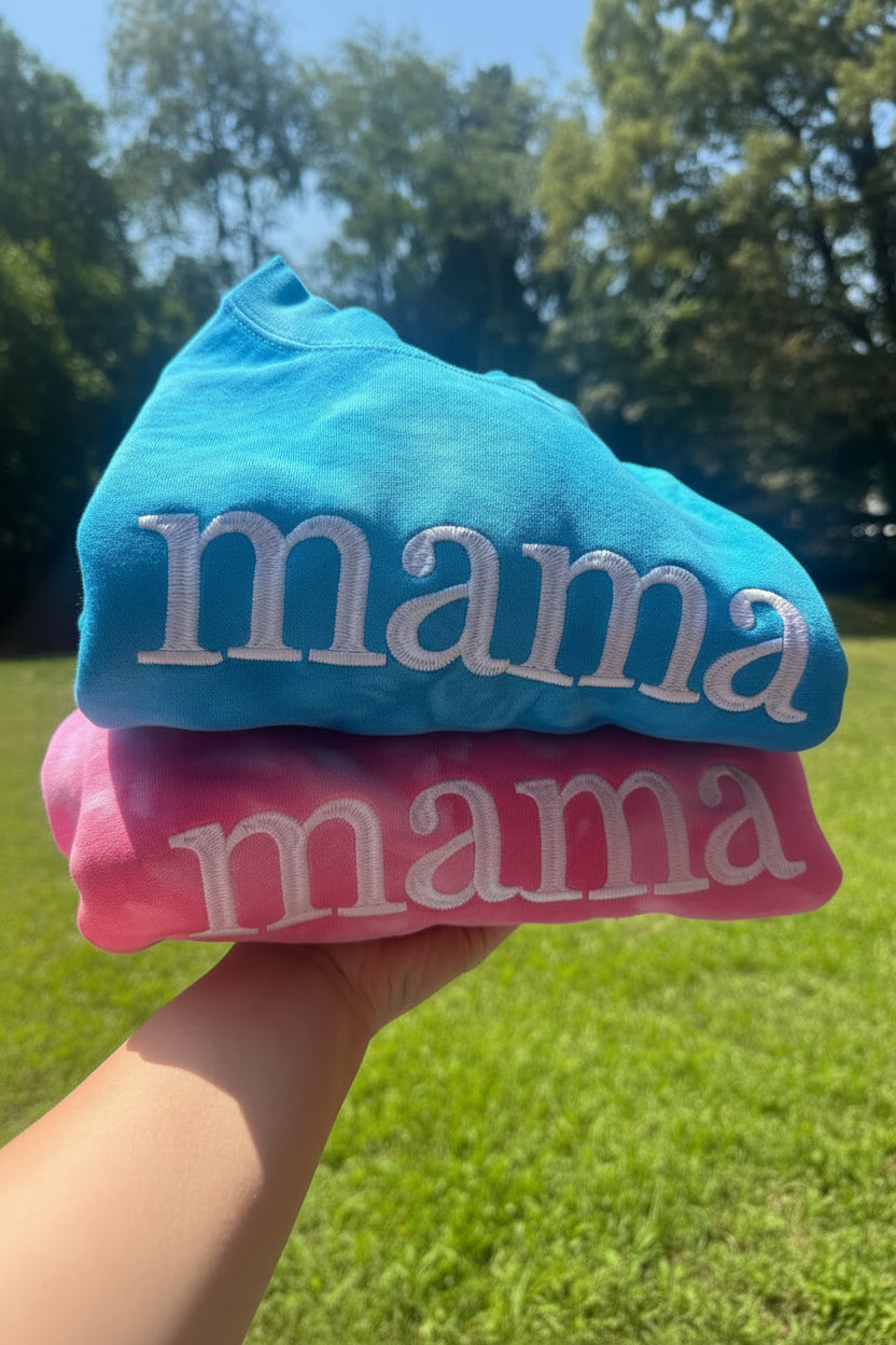 Mama Embroidered Tie Dye Sweatshirt