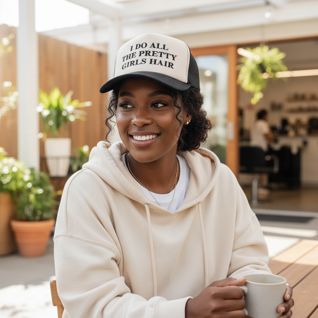 I Do All the Pretty Girls Hair Embroidered Adjustable Five-Panel Twill Hat