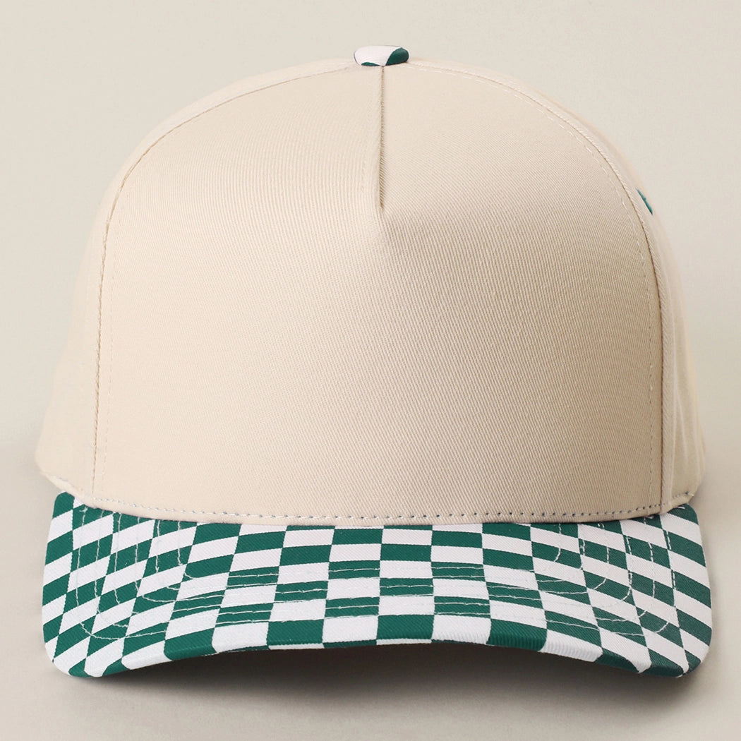Custom Embroidered Checkered Bill Baseball Hat | Personalized Text Snapback Hat
