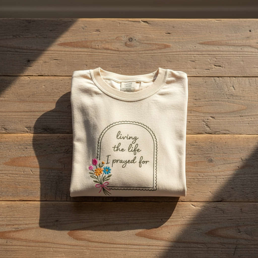 Living the Life I Prayed For Embroidered Shirt | Choose Style & Color
