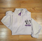 Panthers Purple Embroidered Quarter Zip Fleece Sweatshirt - Merch Girls