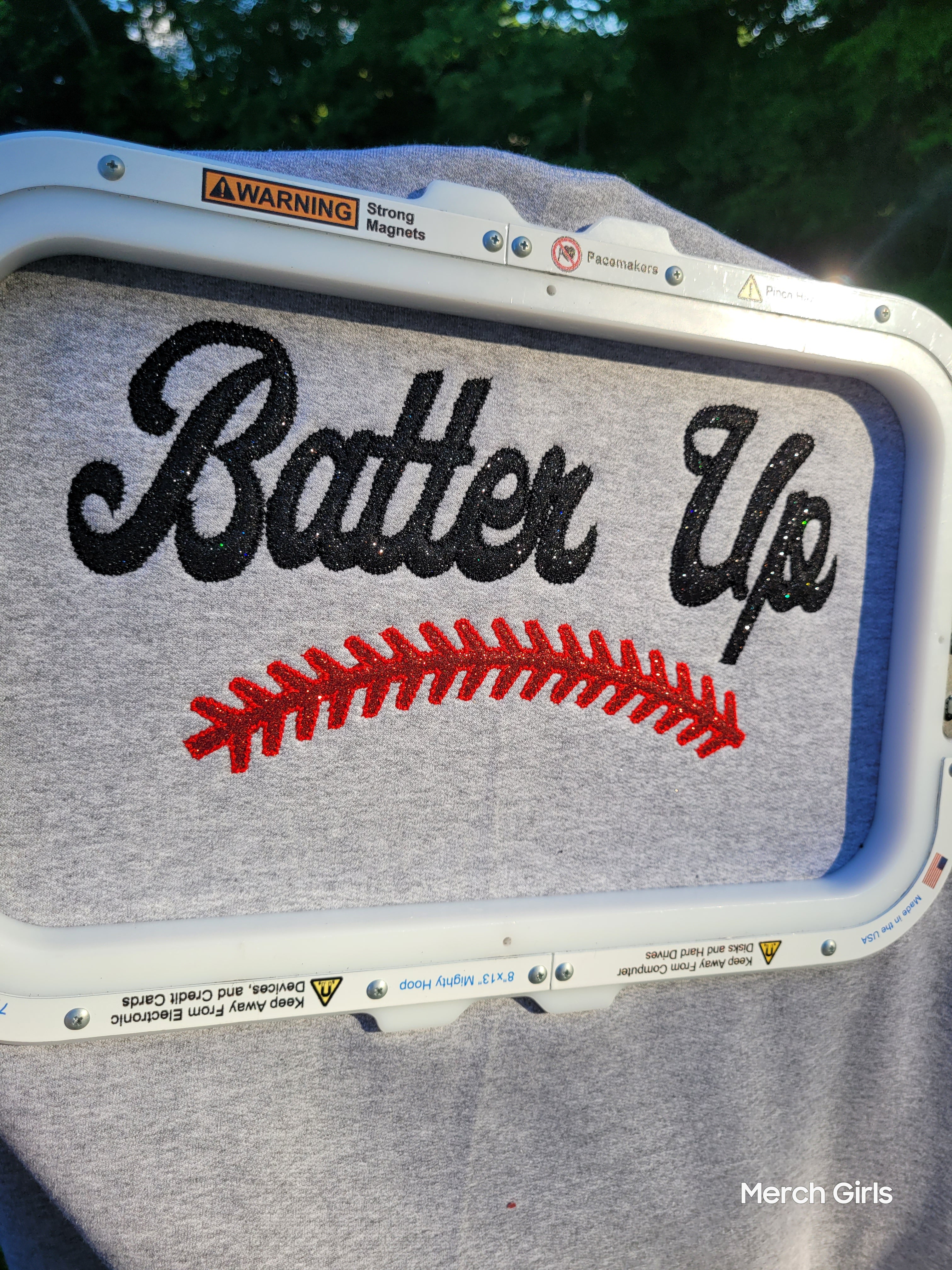 Batter Up Baseball Sequin or Glitter Applique Embroidered Shirt