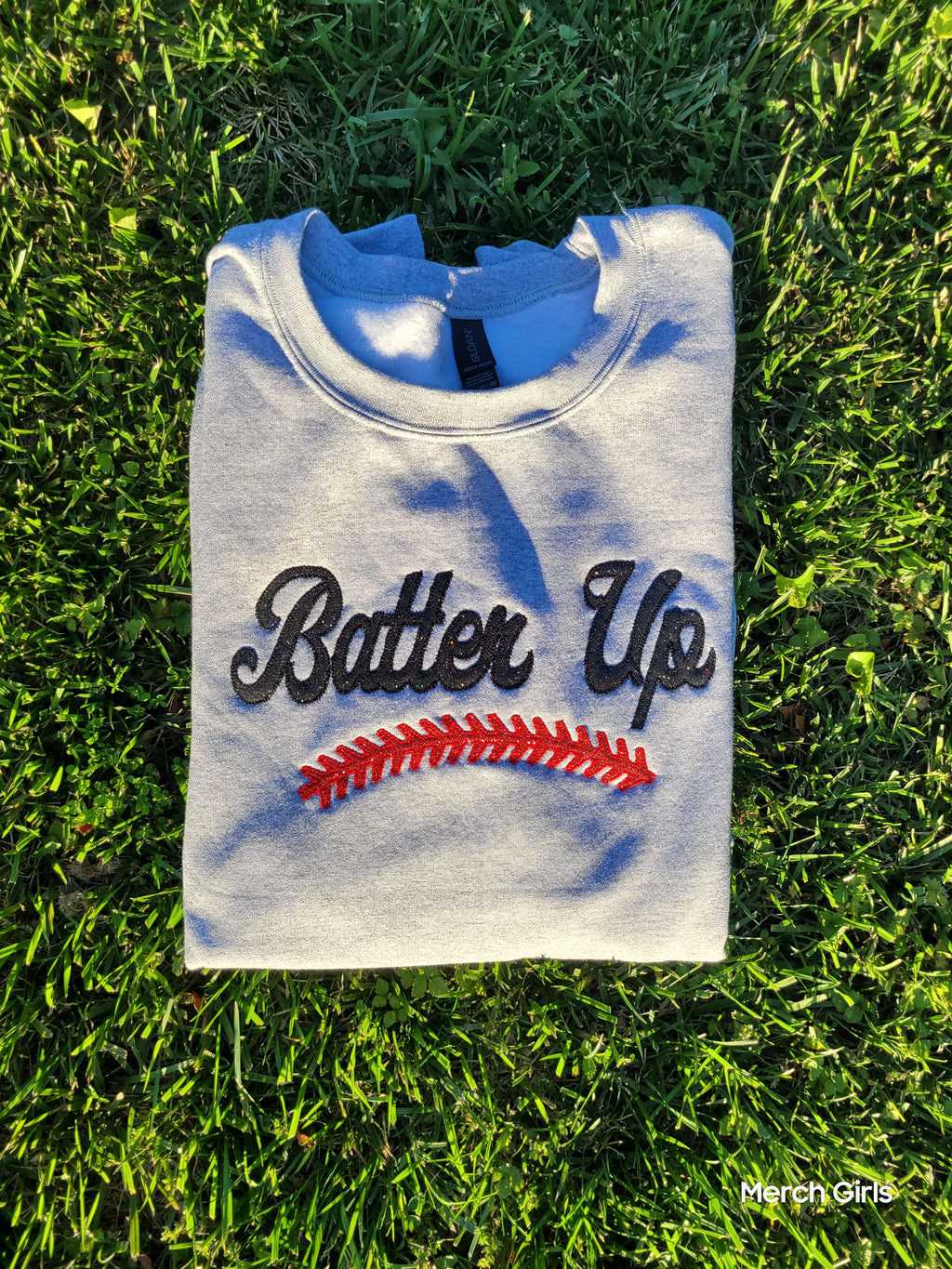 Batter Up Baseball Sequin or Glitter Applique Embroidered Shirt