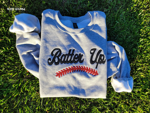 Batter Up Baseball Sequin or Glitter Applique Embroidered Shirt - Merch Girls