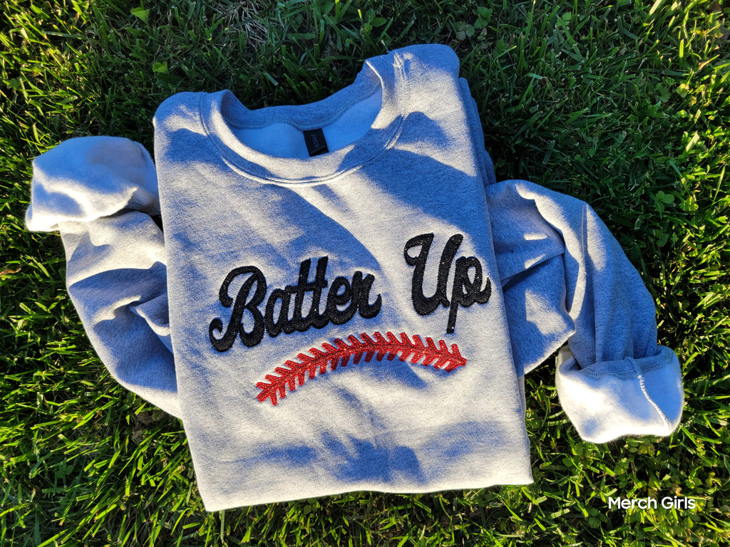 Batter Up Baseball Sequin or Glitter Applique Embroidered Shirt