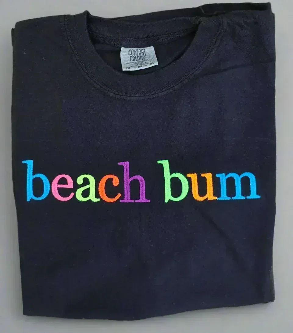 Custom Phrase in Neon Georgia Bold Serif Embroidered Shirt - Merch Girls