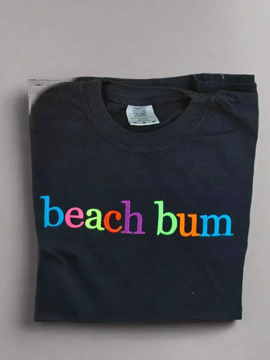Custom Phrase in Neon Georgia Bold Serif Embroidered Shirt - Merch Girls
