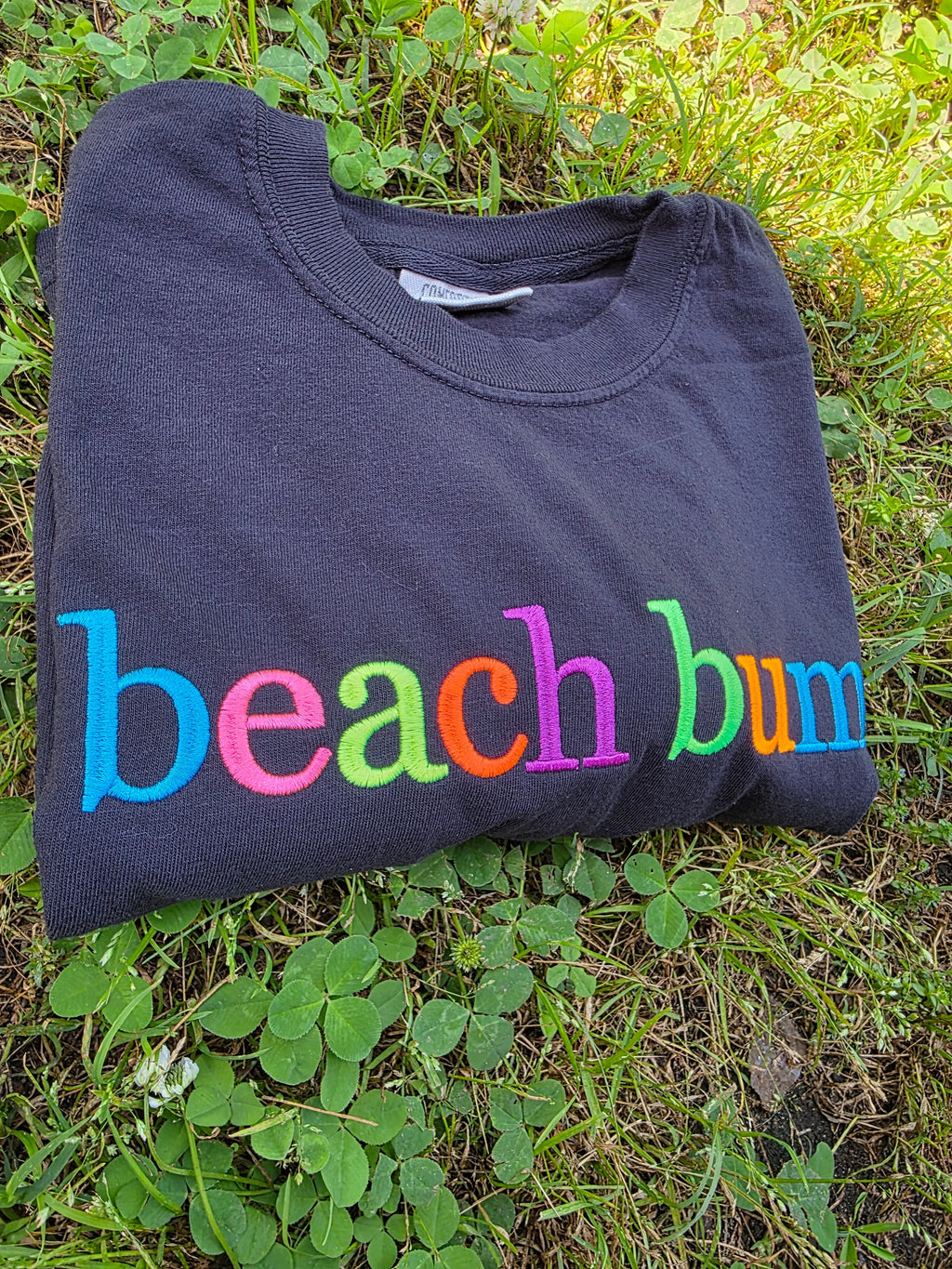 Custom Phrase in Neon Georgia Bold Serif Embroidered Shirt - Merch Girls