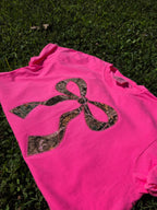 Realtree Edge Camouflage Applique Bow Preppy Embroidered Neon Comfort Color Short Sleeve Shirt - Merch Girls