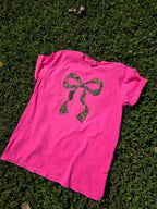 Realtree Edge Camouflage Applique Bow Preppy Embroidered Neon Comfort Color Short Sleeve Shirt - Merch Girls