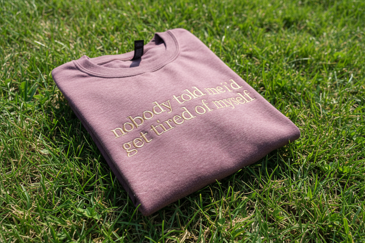 Custom Lyrics in Georgia Bold Serif Embroidered Shirt