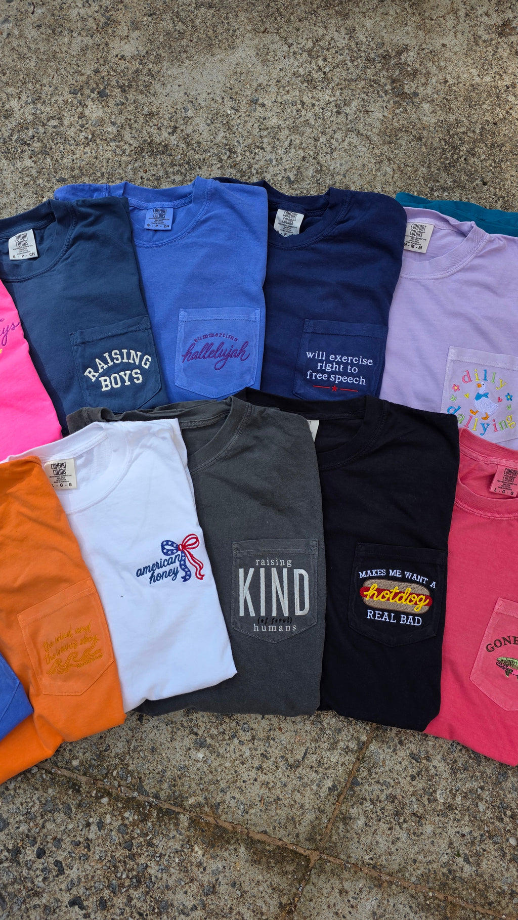 Raising Boys Pocket Tee | Embroidered Boy Mom Shirt | Comfort Colors 6030