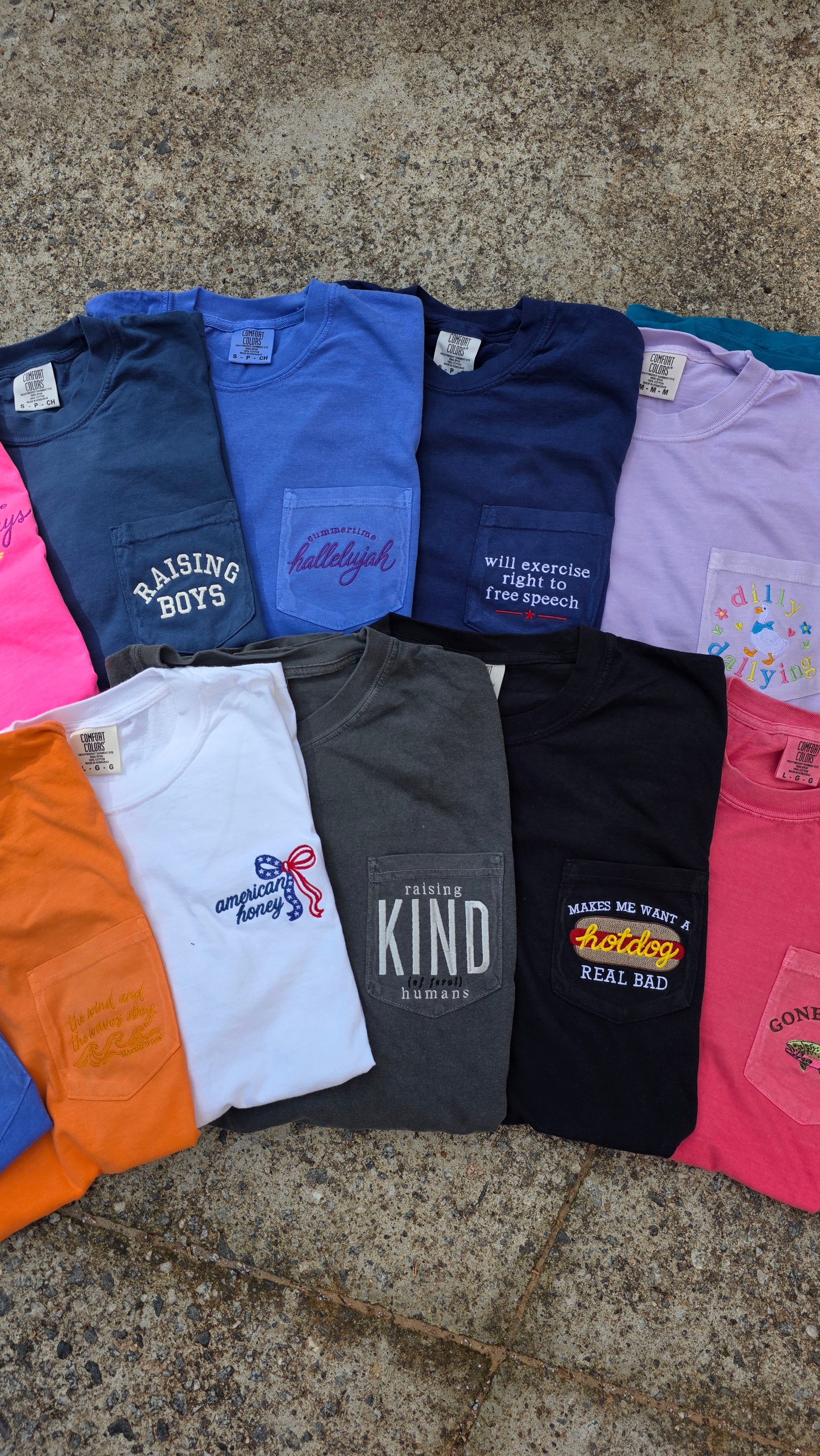 Raising Boys Pocket Tee | Embroidered Boy Mom Shirt | Comfort Colors 6030