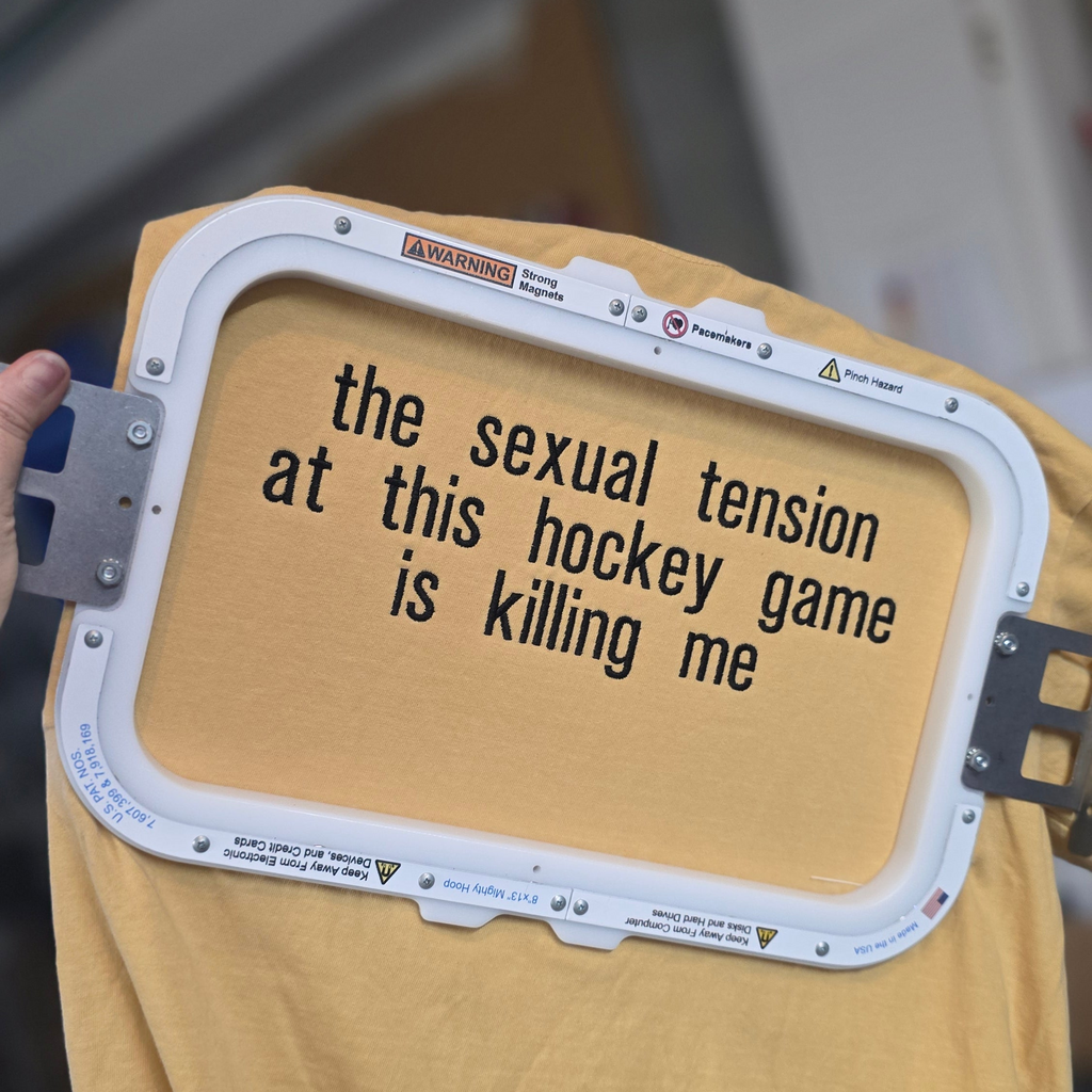 The Sexual Tension At This Hockey Game Is Killing Me Embroidered Shirt | Bookish | Hockey Romance