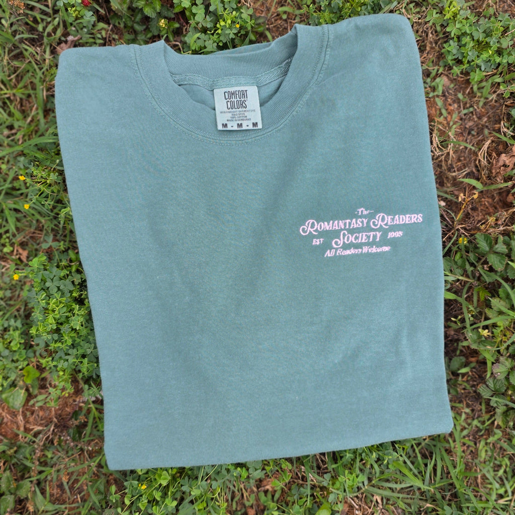 Romantasy Readers Society Embroidered Shirt | Book Lover Comfort Colors Tee