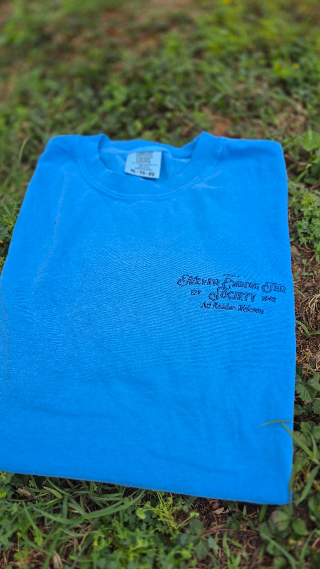 Never Ending TBR Society Embroidered Shirt | Book Lover Comfort Colors Tee