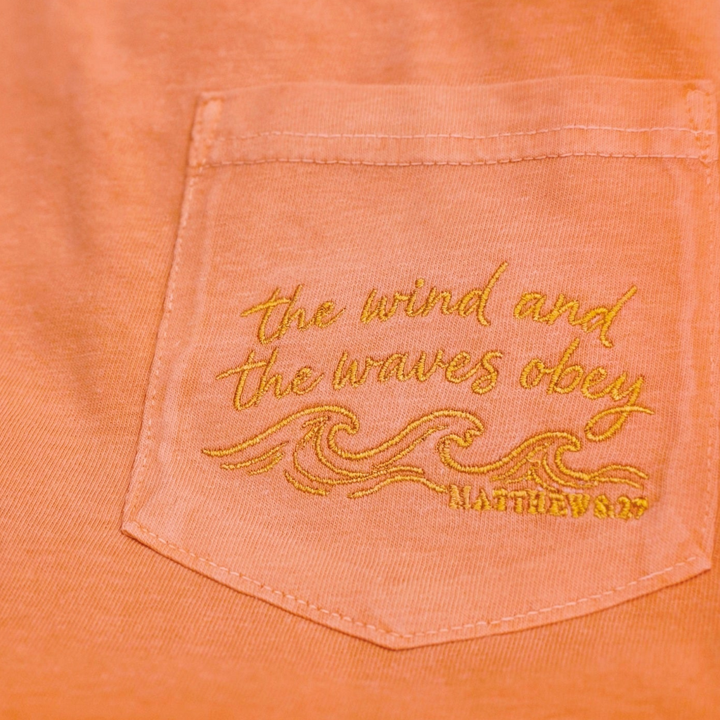 The Wind And The Waves Obey Embroidered Pocket Tee | Matthew 8:27